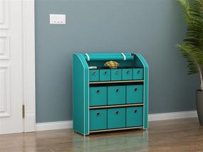 img 2 attached to 🏠 HOMEFORT Multi-Bin Storage Shelf with 11 Drawers - Linen Organizer Closet Cabinet in Turquoise, 31"W x 12"D x 32"H - Foldable Fabric Bins with Zipper Cover and Sturdy Metal Shelf Frame