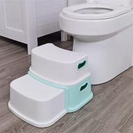 skyroku 2 step stool for kids - toddler stool for potty training, bathroom, kitchen - dual height & wide two step - soft anti-slip grips for safety - 1pack mint logo