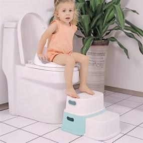img 3 attached to SKYROKU 2 Step Stool for Kids - Toddler Stool for Potty Training, Bathroom, Kitchen - Dual Height & Wide Two Step - Soft Anti-Slip Grips for Safety - 1PACK Mint