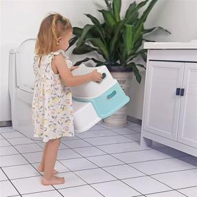 img 2 attached to SKYROKU 2 Step Stool for Kids - Toddler Stool for Potty Training, Bathroom, Kitchen - Dual Height & Wide Two Step - Soft Anti-Slip Grips for Safety - 1PACK Mint