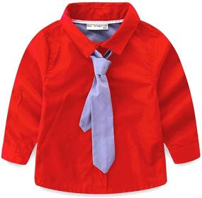 img 4 attached to 👔 Charming Long Sleeve Dress Shirt for Little Boys in the Mud Kingdom