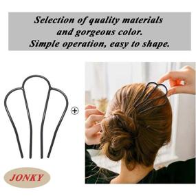 img 2 attached to JONKY Hair Side Combs - Косметические расчески для волос из черного сплава - Вилка для волос французского стиля - Палочка для волос для женщин и девочек