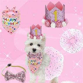 img 2 attached to 🐶 Falwela Dog Birthday Party Supplies: Scarf Hat, Tutu Skirt, Crown, Bow Tie and Triangle Scarf Banner - Celebrate Your Pet's Special Day!