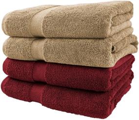 img 4 attached to 🛀 Cotton & Calm Super Absorbent Bath Towel Set - 4 Large Towels (2 Beige and 2 Cranberry, 27"x54") - Exquisite Plushness & Softness - Spa Resort and Hotel Quality, 100% Cotton Luxury Bathroom Towels