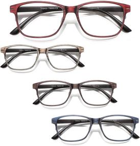 img 3 attached to 👓 Wood Pattern Reading Glasses: Stylish Square Readers for Men and Women - 4 Pack with Lightweight Frames, Spring Hinge & Cases