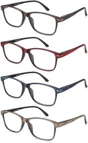 img 4 attached to 👓 Wood Pattern Reading Glasses: Stylish Square Readers for Men and Women - 4 Pack with Lightweight Frames, Spring Hinge & Cases