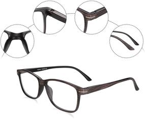 img 1 attached to 👓 Wood Pattern Reading Glasses: Stylish Square Readers for Men and Women - 4 Pack with Lightweight Frames, Spring Hinge & Cases