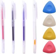 🖍️ yizerel 4 pieces heat erasable fabric marking pens with 4 tailors chalks - 4 colors heat erasable pens with triangle fabric chalk for sewing and dressmaking (pack of 8) logo