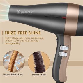 img 2 attached to 💇 Professional 1875W Ionic Hair Dryer: Fast Drying, Low Noise, Lightweight, with AC Motor - Grey & RoseGold