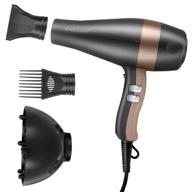 💇 professional 1875w ionic hair dryer: fast drying, low noise, lightweight, with ac motor - grey & rosegold logo
