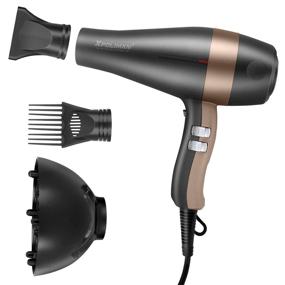 img 4 attached to 💇 Professional 1875W Ionic Hair Dryer: Fast Drying, Low Noise, Lightweight, with AC Motor - Grey & RoseGold