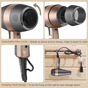 img 3 attached to 💇 Professional 1875W Ionic Hair Dryer: Fast Drying, Low Noise, Lightweight, with AC Motor - Grey & RoseGold