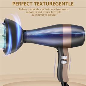 img 1 attached to 💇 Professional 1875W Ionic Hair Dryer: Fast Drying, Low Noise, Lightweight, with AC Motor - Grey & RoseGold