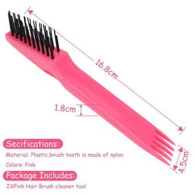 img 3 attached to 💆 Efficient Hair Brush Cleaning Tool: 2-Piece Hairbrush Cleaner Rake, Perfect for Home and Salon Use (Pink)