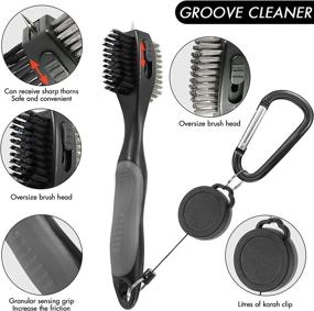 img 2 attached to Sprookber Golf Accessories Set - Complete Cleaning Kit with Retractable Club Brush, Microfiber Waffle Pattern Towel, Divot Repair Tool, Ball Marker - Perfect Golf Accessories for Men