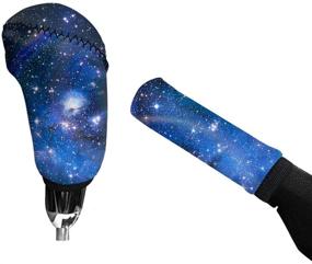 img 3 attached to Neoprene Handbrake Cover, Gear Shift Cover, and Car Shift Knob Cover - CLOHOMIN Blue Galaxy Star Sky Print - Universal Car Accessories for Men