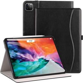 img 4 attached to 📱 ZtotopCase for iPad Pro 12.9 2020 - Leather Folio Stand Cover with Auto Sleep/Wake, Pencil Charging, and Pocket - 4th Generation, Black