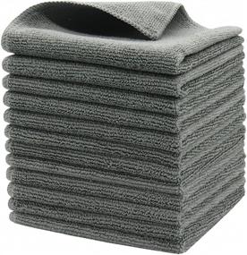 img 4 attached to 🔍 12 Pack of Fast-Drying Microfiber Cleaning Cloths, 12inchx12inch - Absorbent Dish Rags for Glasses, Dishes, and More (Grey)