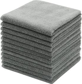 img 3 attached to 🔍 12 Pack of Fast-Drying Microfiber Cleaning Cloths, 12inchx12inch - Absorbent Dish Rags for Glasses, Dishes, and More (Grey)