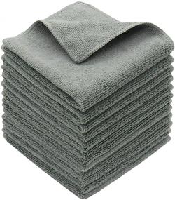 img 2 attached to 🔍 12 Pack of Fast-Drying Microfiber Cleaning Cloths, 12inchx12inch - Absorbent Dish Rags for Glasses, Dishes, and More (Grey)