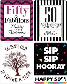 img 1 attached to Vibrant Birthday Wine Label Set for 50th Celebration - Trendy Party Supplies, Concepts, and Décor - Hilarious Gifts for Women's 50th Birthday