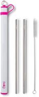 🥤 swig life double stainless steel straw set в ярком горячем розовом цвете - экологичные, многоразовые трубочки для стильного питья логотип