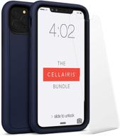 📱 navy blue cellairis bundle: iphone 11 pro max cell phone case and tempered-glass screen protector logo