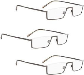 img 4 attached to 👓 Stylish Metal Half-Rim Reading Glasses: 3 Pack of Smart Readers