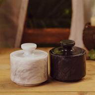 🧂 marblous krafts: stylish marble white and black 3.5 oz salt cellar, trinket box, and butter keeper – kitchen décor for counter logo