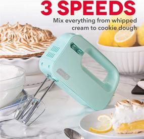 img 3 attached to Dash SmartStore™ Compact Hand Mixer Electric: Whisk & Blend Perfect Treats with 3 Speed, 150-Watt Power - Aqua