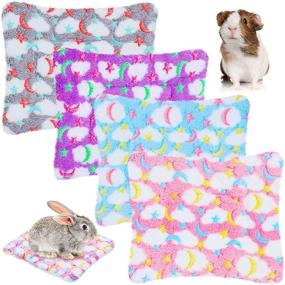 img 4 attached to 🐹 Cozy Plush Hamster Guinea Pig Bed Mats Set - Warm Small Animal Sleep Bedding Pad for Bunny, Squirrel, Hedgehog, Chinchilla