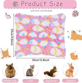 img 3 attached to 🐹 Cozy Plush Hamster Guinea Pig Bed Mats Set - Warm Small Animal Sleep Bedding Pad for Bunny, Squirrel, Hedgehog, Chinchilla