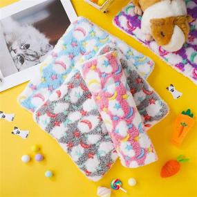 img 1 attached to 🐹 Cozy Plush Hamster Guinea Pig Bed Mats Set - Warm Small Animal Sleep Bedding Pad for Bunny, Squirrel, Hedgehog, Chinchilla