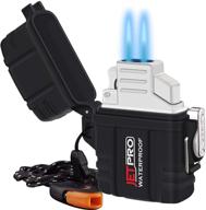 🔥 jetpro double torch lighter insert with detachable waterproof case, survival emergency whistle lanyard, flame adjuster - ideal for candle, hiking, camping, outdoors, indoors (butane fuel not included) logo