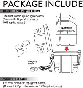 img 2 attached to 🔥 JETPRO Double Torch Lighter Insert with Detachable Waterproof Case, Survival Emergency Whistle Lanyard, Flame Adjuster - Ideal for Candle, Hiking, Camping, Outdoors, Indoors (Butane Fuel Not Included)