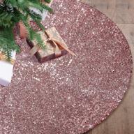 🎄 yuboo 48 inch rose gold christmas tree skirt, pink sequin double layer tree mat for rose gold party, wedding, birthday, baby shower, mother's day decorations - fd48165013 logo