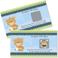 🐻 big dot of happiness baby boy teddy bear - scratch off game cards for a memorable baby shower or birthday party - 22 count logo