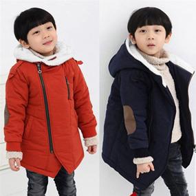 img 3 attached to Gaorui Boys Winter Hooded Down Coat Jacket with Thick Wool Lining - Kids Warm Faux Fur Outerwear Coat