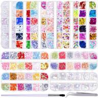 🌟 duufin 10 boxes nail sequins: colorful nail art glitter confetti, holographic shining nail flakes, 3d laser thin star and heart glitter sequin for nail art decoration. includes 1 pc tweezers and a nail brush pen. logo