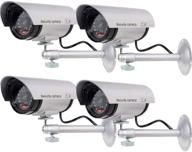 📷 wali bullet dummy fake surveillance security cctv dome camera with led light - 4 packs, silver: indoor and outdoor protection! logo