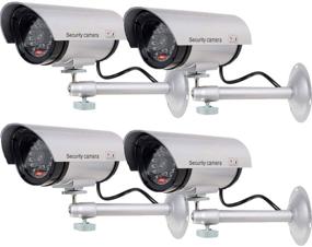 img 4 attached to 📷 WALI Bullet Dummy Fake Surveillance Security CCTV Dome Camera with LED Light - 4 Packs, Silver: Indoor and Outdoor Protection!