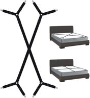 🛏️ adjustable fitted bed sheet holder straps, crisscross elastic band fasteners grippers clip, 2pcs/set in black - bed sheet suspenders logo