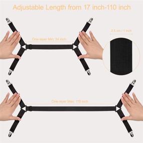 img 3 attached to 🛏️ Adjustable Fitted Bed Sheet Holder Straps, Crisscross Elastic Band Fasteners Grippers Clip, 2pcs/Set in Black - Bed Sheet Suspenders