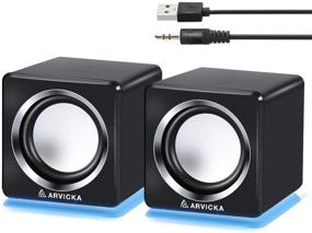 img 4 attached to 🖥️ ARVICKA Computer Speaker: Compact Wired Multimedia Speaker with LED Accents for PC Monitor, Laptop, and more - Black