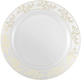 img 1 attached to 🍽️ Premium 200 Pcs Disposable Plastic Plates and Cutlery Set with 40 Gold Leaf Trim Dinner Plates, 40 Gold Dessert Plates, and 40 Pcs Glossy Gold Plastic Forks Knives Spoons