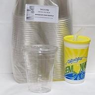 🥤 100 sets 16 oz. plastic clear cups with flat lids for iced coffee, bubble boba tea, and smoothies - ideal for slush, cold drinks, and more! includes 1 reusable cup set logo
