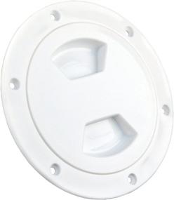 img 1 attached to JR Products 31005 Access/Deck Plate - White, 4-inch: High-Quality Solution for Easy Access and Deck Protection