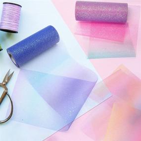 img 1 attached to 🌈 VGOODALL 5PCS Rainbow Glitter Tulle Rolls - Shimmer Color Assortment Ribbon for Table Runner, Baby Shower Sash, Bow, Tutu Skirt, Sewing, Crafting Fabric - Wedding, Unicorn, Christmas Party Gift Ribbon