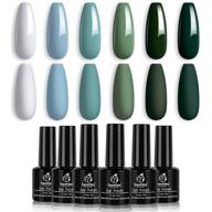 💅 beetles blue green gel nail polish set - 6 colors: misty gray, dark green, baby blue - soak off uv led gel nail kit - vanish manicure diy home christmas gifts box logo