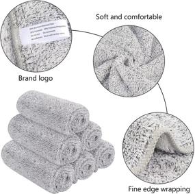 img 2 attached to 🛀 SINLAND Microfiber Face Towels: Ultra Soft and Luxurious Bamboo Charcoal Facial Washcloths - Set of 6 12x12inch Face Cloths for a Refreshing Bath Experience